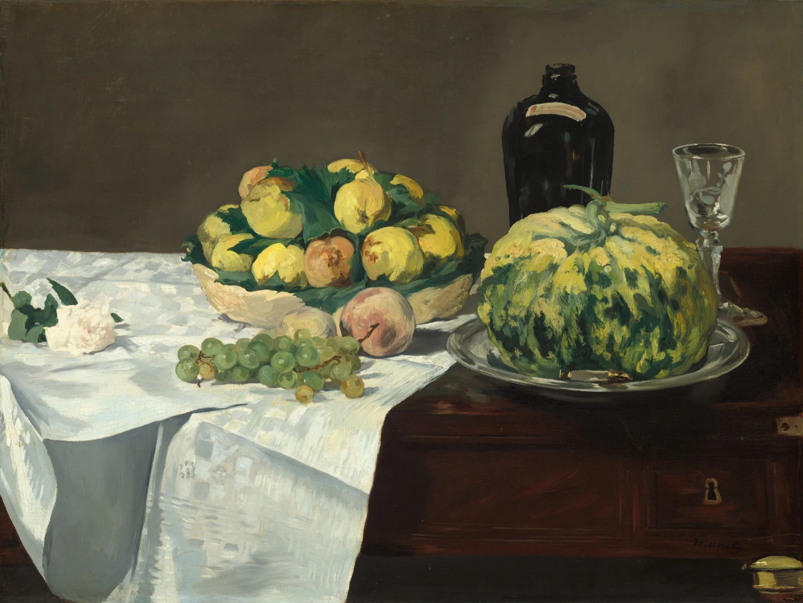 Stillleben mit Melone und Pfirsichen von Édouard Manet
